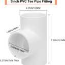 3 Way 3" PVC Tee Pipe Fittings Adapter (Socket x Socket x Socket) Furniture Grade SCH40 3 Inch PVC Elbow Pipe Connector for DIY PVC Shelf Garden Support Structure Storage Frame