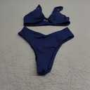 Verdusa Women's Twist Front Bikini Set High Cut Thong Tied Back Two Piece Swimsuit M