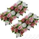 NUPTIO Artificial Flower Centerpieces for Tables - 2 Pcs Dusty Rose Flowers 19.6in Long Fake Roses Arrangements - Silk Faux Floral Arrangement for Wedding Party Dining Table Centerpiece Decorations