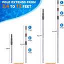 Sepetrel Pool Pole - Professional 12 Foot Telescoping Swimming Pool Cleaning Poles,Adjustable Telescopic Pole,for Skimmer Net,Brush,Vacuum Head