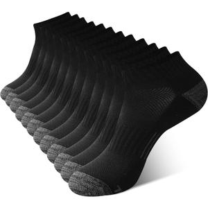 BAMBOO COOL Men's Ankle Socks Athletic Low Cut Cushioned Moisture Wicking, Running Socks Arch Support Breathable, 6 Pack XL