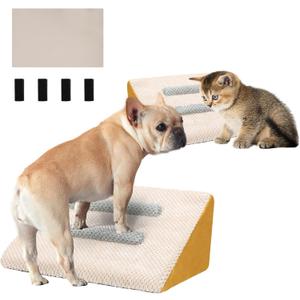 1pack Dog Stairs,Dog Ramp for Stairs Pet Steps with Non-Slip Mat and Anti-Slip Stickers Grippy Carpet Surface for Dog Paws for Any Staircase Pet Ramp for Small Dogs Cats Senior Pets Injured Dogs