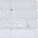 SALBAKOS 100% Turkish Cotton Bath Towels | 4 Piece Turkish Bath Towels White 27x54 Standard Size | Premium Hotel Quality, Super Absorbent, Thick, Plush Turkish Towel - Made in Turkey (White Pack of 4)