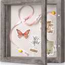 8x8 Shadow Box Frame with Linen Back - Sturdy Rustic Memory Display Case of Flower, Pictures, Medals and More, Rustic Gray