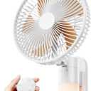10 Small Wall Mount Fan with Light and Remote Control, RV FAN with Powerful Airflow,90 Oscillating, 4 Speeds, Timer, 180 Adjustable Tilt, for Home/RV, Bedroom, Small Space Applications