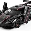 Toy Cars 1/32 Scale Koenigsegg One Diecast Cars,Car Models with Light Sound and Pull Back,Car Toys Birthday Gifts for Boys and Boyfriends (Black), 6.3 x 2.8 x 1.6 inches