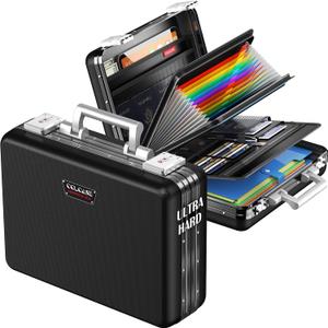 COLCASE Fireproof Document Box, Ultra Hard Case All-Around Fireproof Box with TSA Lock Aluminum Frame Zipperless Hard-Shell Safe for Documents Valuables Passports Black (15.5" x 11.5" x 4.8")