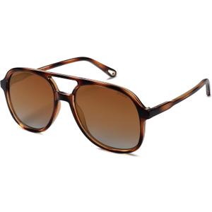 SOJOS Retro Polarized Aviator Sunglasses for Women Men Classic 70s Vintage Trendy Square Aviators SJ2174 (Brown Tortoise/Brown)