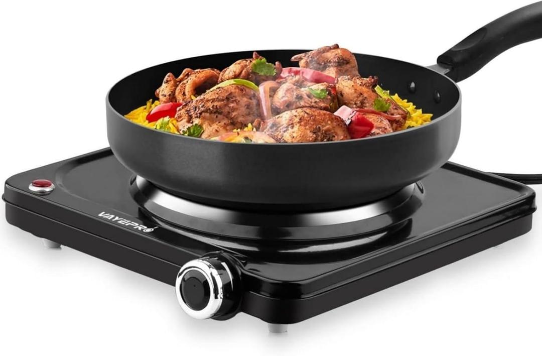 Vayepro 1500W Hot Plate, Portable Electric Stove, Single Electirc Cooktop, Portable Burner for Cooking, Cooktop for Dorm Office Home Camp, UL Listed, Compatible with All Cookware (HP102-D16)