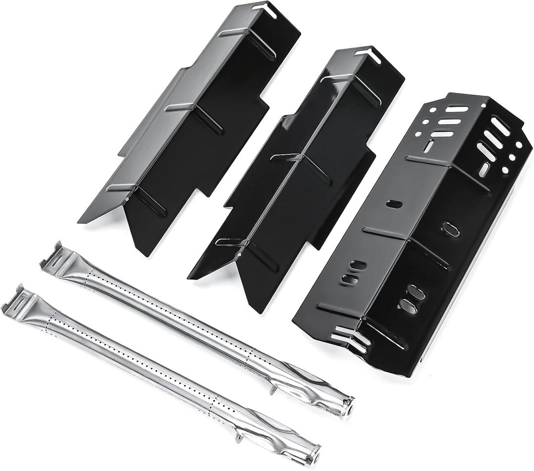 Hisencn Grill Parts for Dyna-glo DGH353CRP, DGF350CSP, DGH373CRP-D, DGF371CRP-D Grills, Stainless Steel Grill Burner Tubes & Porcelain Steel Heat Plates, Grill Replacement Parts Kit for Dyna Glo Grill
