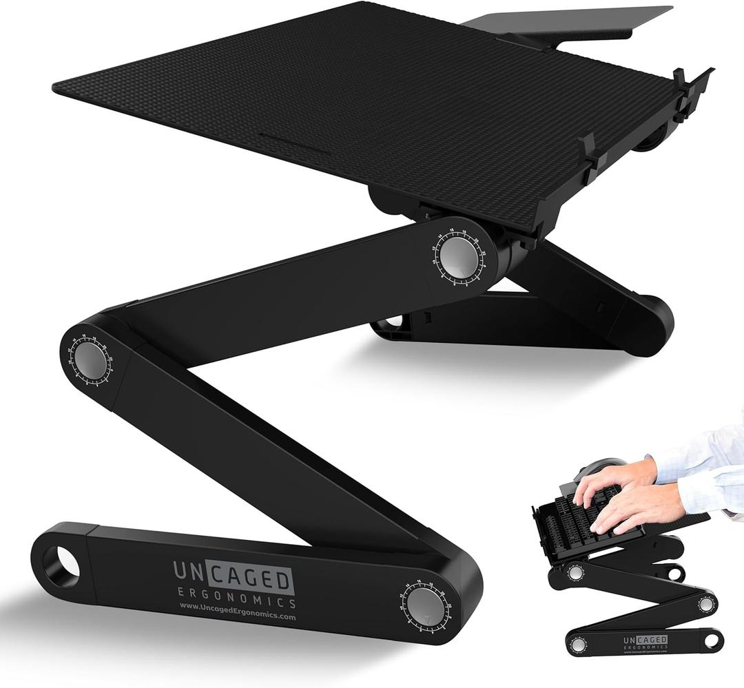 WorkEZ Adjustable Computer Keyboard Stand for Desk, Keyboard & Mouse Riser, Ergonomic Portable Stand for Desktop, Computer Keypad Riser for Desk (Black)