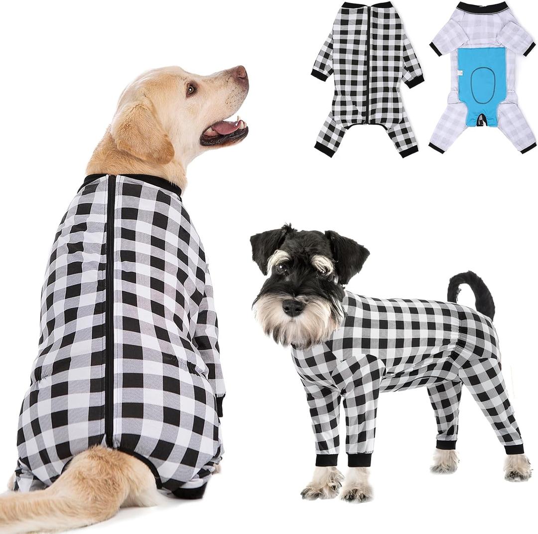 Dog Recovery Suit Full-Zipper After Post-Surgery Large Medium Dogs, Dog Bodysuit for Prevent Licking& Chewing Wounds Onesies Cone Alternative (Black, X-Large)