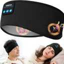 Voerou Sleeping Headphones Bluetooth 5.4 Headband, Wireless Music Eye Mask with HD Stereo Speakers, Headband Headphones for Side Sleepers, Christmas Cool Tech Gadgets Gifts for Men Women Teen Boys (Dark Black & White)