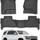 Mixsuper Custom Fit Floor Mats for Chevrolet Tahoe/GMC Yukon 2015-2020, All Weather Floor Liners Durable 1st & 2nd Row Set Black