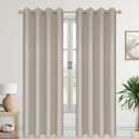 Blackout Curtains for Bedroom  2Pcs Home Decor Linen Curtains with Full Light Blocking  1.6 Inch Grommets Black Out Shade for Window Thermal Curtains  Cream, W52 x L84
