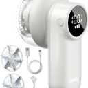 coldSky Rechargeable Fabric Shaver, Lint Shaver with Digital Display, Sweater Shaver with 6-Leaf Blades and Safety Lock, 3-Speeds Defuzzer Remove Fuzz, Pills from Clothes, Furniture, Sofa, Light Grey