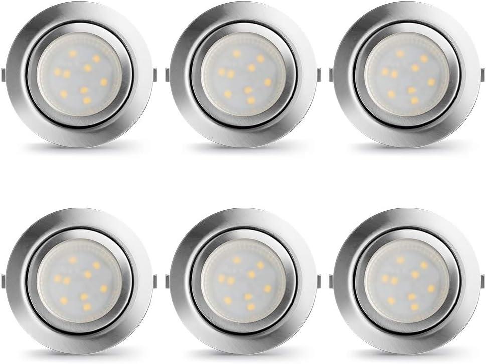 Under Cabinet Lighting Dimmable LED Puck Lights,Recessed Mount,12V Low Volt,60mm Cutout Haolgen Bulb Replace,Small Puck Light Plug in for Curio,Book Case,Display Shelf,6000k Cold White,6pcs