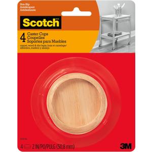 Scotch Caster Cups SP909-NA, Round Oak Wood 2-in 4/pk, 6 Packs per Inner