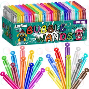 200Pcs 20Colors Circle Mini Bubble Wands,Bulk Bubbles Wand,for Kids Party Favors,Birthday,Beach, Outdoor, Garden, Classroom, Bathe Time, Valentine's Day, Easter Stuffer, Halloween, Christmas