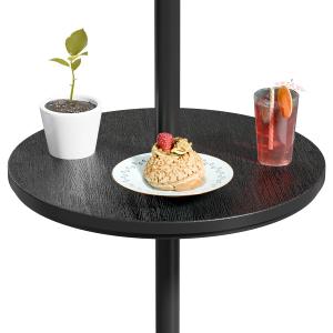 Umbrella Table Tray with Hole, Portable Outdoor Side Table, Black, 14.8 x 14.8 x 0.9 inches