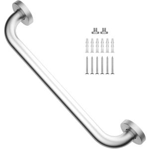 Brushed Nickel Grab Bar 16 Inch, iMomwee Stainless Steel Safety Grab Bar, Wall Mounted Balanced Support Bar for Toilet, Handicap Bathroom Safety Rail for Elderly Senior, Shower Bath Handle