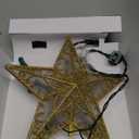 Brizled 9.5 Christmas Star Tree Topper, Gold Dual-side 3D Star Treetop, Glittered Tree Top with 10 Warm White Lights, UL Certified Lighted Xmas Treetop for Holiday Christmas Tree Decor