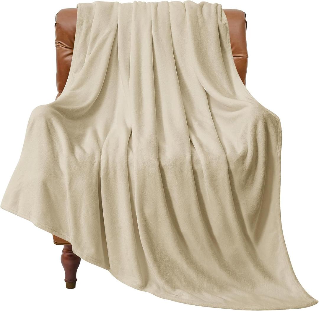 BEDELITE Fleece Blanket Linen Throw Blankets for Couch & Bed, Luxury Plush Cozy Fuzzy Blanket 50" x 60", Super Soft Warm Lightweight Throw Blanket for Travel Camping