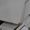 Pamapic 11 Drawers Vanity Desk with Foldable Mirror, Glass Top Makeup Vanity with LED Lights, 3 Lighting Modes, Golden Handles Dressing Table with Chair and Power Outlet (White)