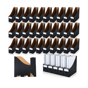 50 Pcs Cardboard Magazine Holder Magazine File Holder Magazine Storage Box Document Magazine File Organizer with 50 Pcs Labels for School Office Home Supplies (Black)