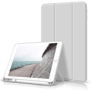 kenke Case for iPad 6th/5th Generation (2018/2017 Model) 9.7 Inch with Pencil Holder, Lightweight Smart Stand Cover with Soft TPU Back, Auto Wake/Sleep, Model A1822/A1823/A1893/A1954, Light Grey
