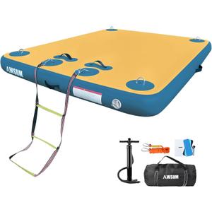 AWSUM Inflatable Floating Dock Air Dock Platform, 6ft/8ft Non-Slip Inflatable Water Mat Floating Island Raft for Lake Pool Beach Ocean, 8 6 0.5ft