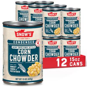 Snow's Condensed Corn Chowder, 15 oz Can (Pack of 12) - Creamy and Comforting Chowder with Corn, Spices and Hearty Potatoes (EXP 10/31/28)