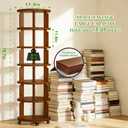 6 Tier 360° Rotating Solid Wood Bookshelf with Wheels