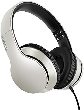 LORELEI X6 Over-Ear Headphones With Microphone, Lightweight Foldable & Portable Stereo Bass With 1.45M No-Tangle, Wired for Smartphone Tablet MP3/4