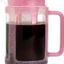 Paris Hilton Cold Brew Coffee Maker, Durable 1.6 Quart Borosilicate Glass Carafe with Stainless Steel Filter, Glitter Pink, 38 oz