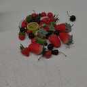 50 Pieces Fake Fruit Artificial Plastic Fruit, 14 Fake Strawberries, 12 Fake Cherries, 6 Fake Mulberries, 4 Fake Watermelon Slices, 10 Fake Blueberries, 4 Fake Lemon Slices for Christmas Decor