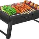 Charcoal Grill, BBQ Grill Folding Portable smoker, Barbecue Mini Barbecue desk Tabletop Outdoor Grill for Camping Picnics Garden Beach Party, black