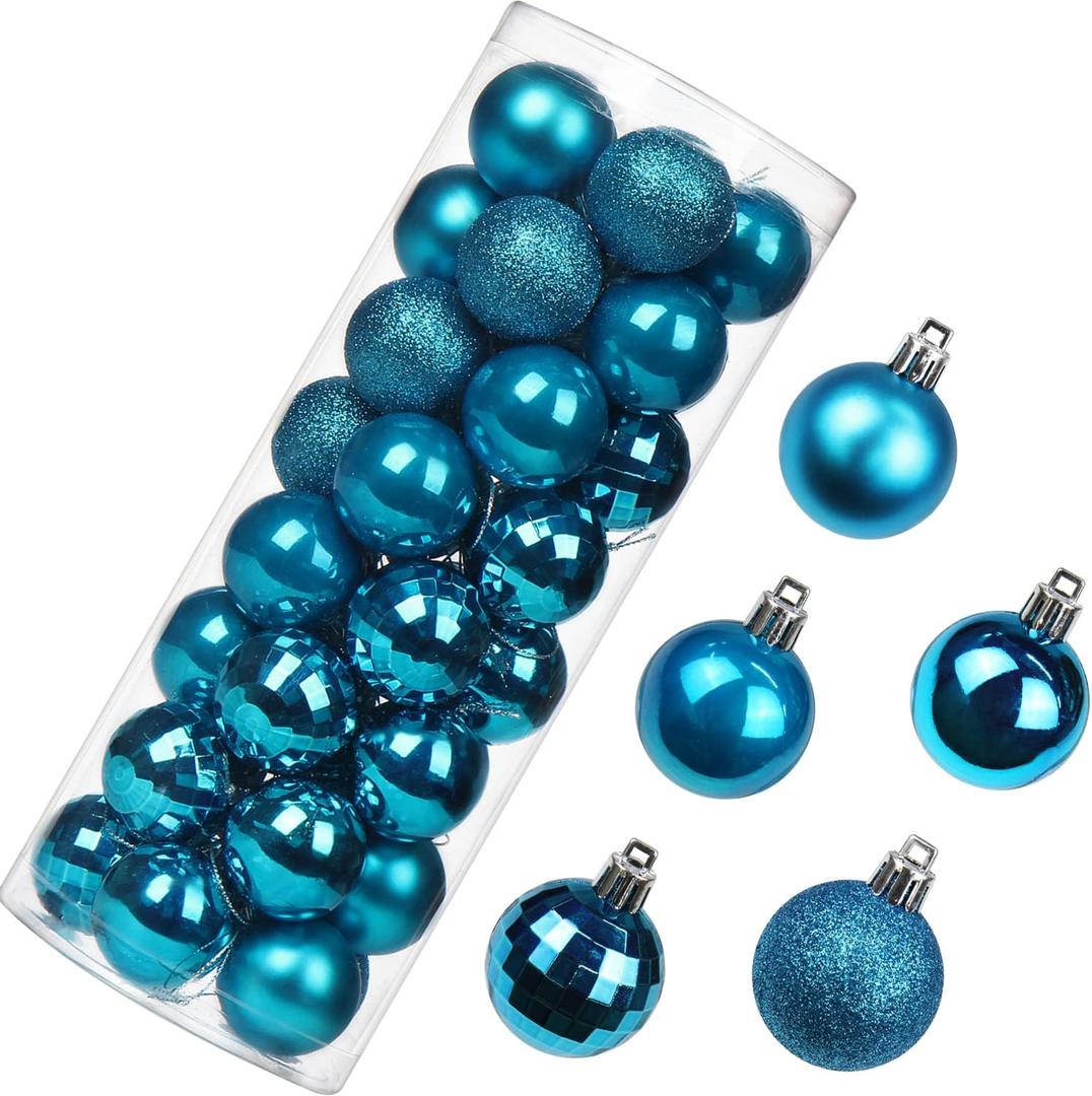 1.57" Christmas Ball Ornaments Shatterproof Blue Christmas Ornaments Set 40 Pcs Blue Ornament for Xmas Tree Halloween Holiday Wedding Party Decoration