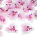 PATIKIL 3.9" Artificial Orchid Flower Heads, 40 Pack Silk Phalaenopsis Fake Butterfly Orchid Heads for Wedding Floral Bouquet Decor DIY Craft Making, White Purple