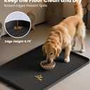 Dog Food Mat 36"x24", Waterproof Pet Feeding Mat with Diversion Grooves and Raised Edges, Large Non-Slip Dog Bowl Mat for Food and Water, Cat Food Mat for Floors, Easy to Clean, Black