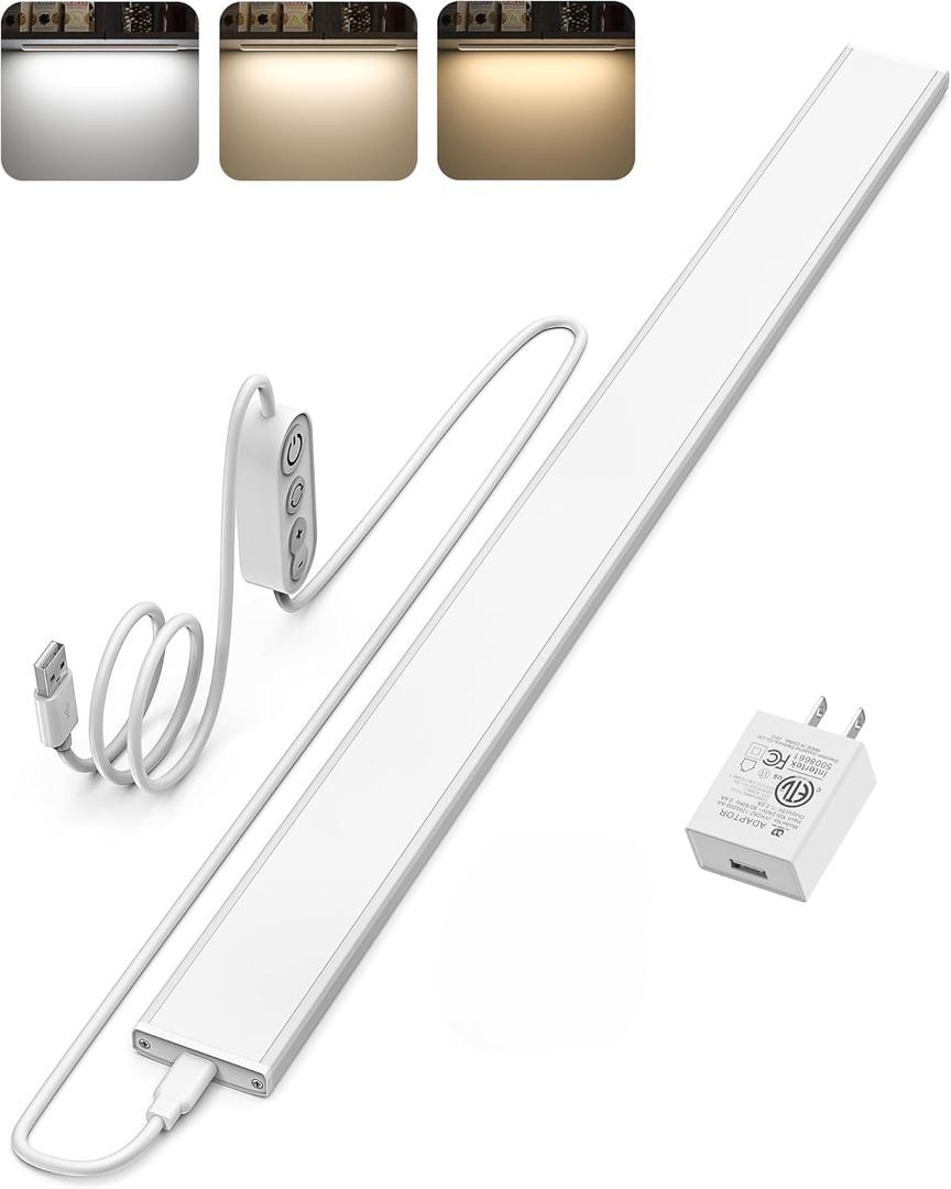 ASOKO Plug-in Under Desk Light, 24Inch LED Workbench Lights with Super Brighten 900Lumen and Smart Memory Function,3 Temps (3000K/4000K/6000K) for Kitchen Sink/Desk/Workbench (Multicolor)