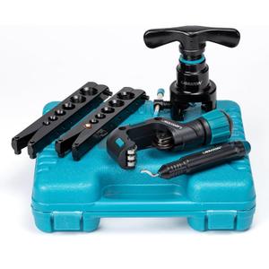 LIBRATON Flaring Tool, HVAC Flaring Tool Kit, Copper Flaring Tool, 45 Eccentric Single Flare Tool for 1/4''-3/4'' and 6-19mm with Pipe Cutter, Deburring Tool for Copper Aluminum Pipe