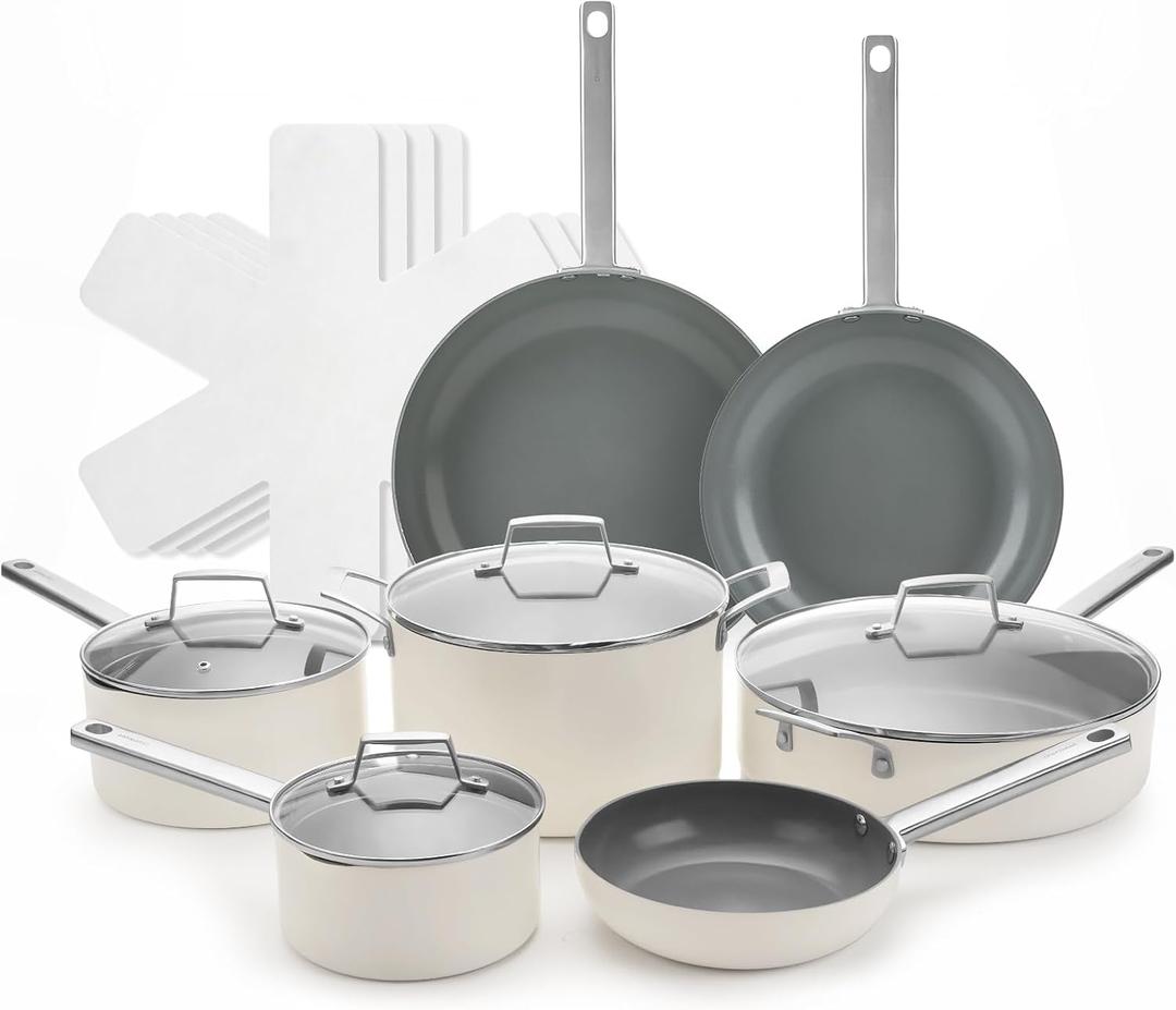ChefRobot Nonstick Ceramic Cookware Set Healthy Pots And Pans Set Induction Kitchen Cookware sets Non Toxic Pots And Pan Set,PFOA  PTFE Free (18 pcs)