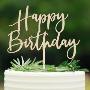 Wooden Happy Birthday Cake Toppers, Birthday Party Decoration Supplies, Premium Quality Decoration 