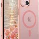SUPFINE Magnetic for iPhone 14 Case & iPhone 13 Case (Compatible with MagSafe) (Military Grade Drop Protection) Slim Translucent Matte Shockproof Phone Cover, Pink