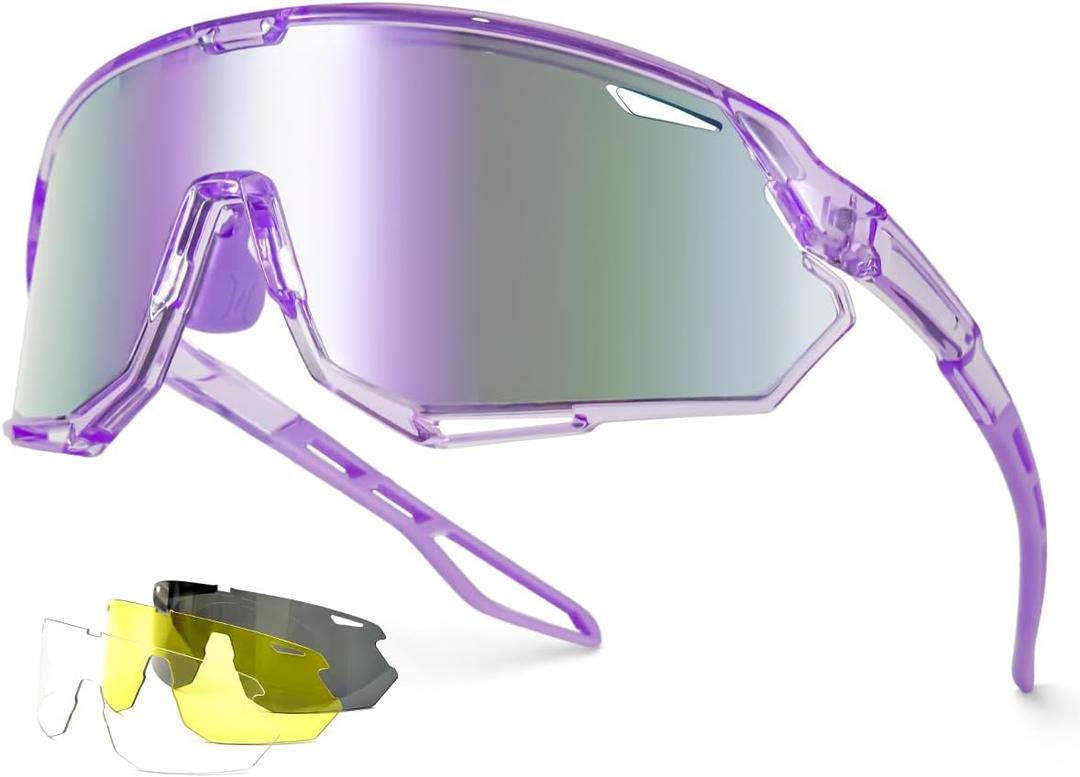 Meeloog 26g Polarized Sports Sunglasses for Men Women with 3 Lens - UV400 Sun Glasses for Running Cycling Baseball Fishing