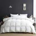 APSMILE King Size Luxury 100% Organic Cotton All Season Down Feather Fibers Comforter, Extra Fluffy Medium Warmth Duvet Insert(106x90, Ivory White)