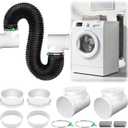 4 Inch Black Dryer Vent Hose for Tight Space Includes 2 90-degree Dryer Vent Elbow and 1 Dryer Vent Duct, Flexible Dryer Hose Vent Kit-Space Saving, Indoor Dryer Vent Connector, Easy installation