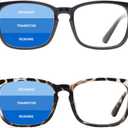 TIJN Progressive Multifocus Reading Glasses for Women Anti Blue Light Blocking Readers Vintage Square Nerd Eyeglasses (04-(2pack)black+leopard)