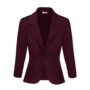 Hybrid & Company Women's Lightweight Casual Work Office Stretch Ponte Cardigan Blazer Jacket Made in USA M